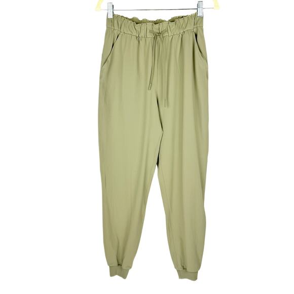 Lululemon Rosemary Green Stretch High-Rise Paper Bag Drawstring Jogger Sz 6 - Picture 1 of 8
